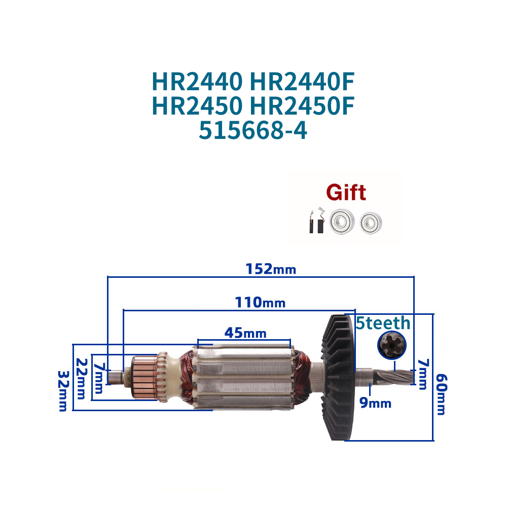 Makita Drill Hp1640 - Armature 220-240V pour Makita HR2440 HR2440F