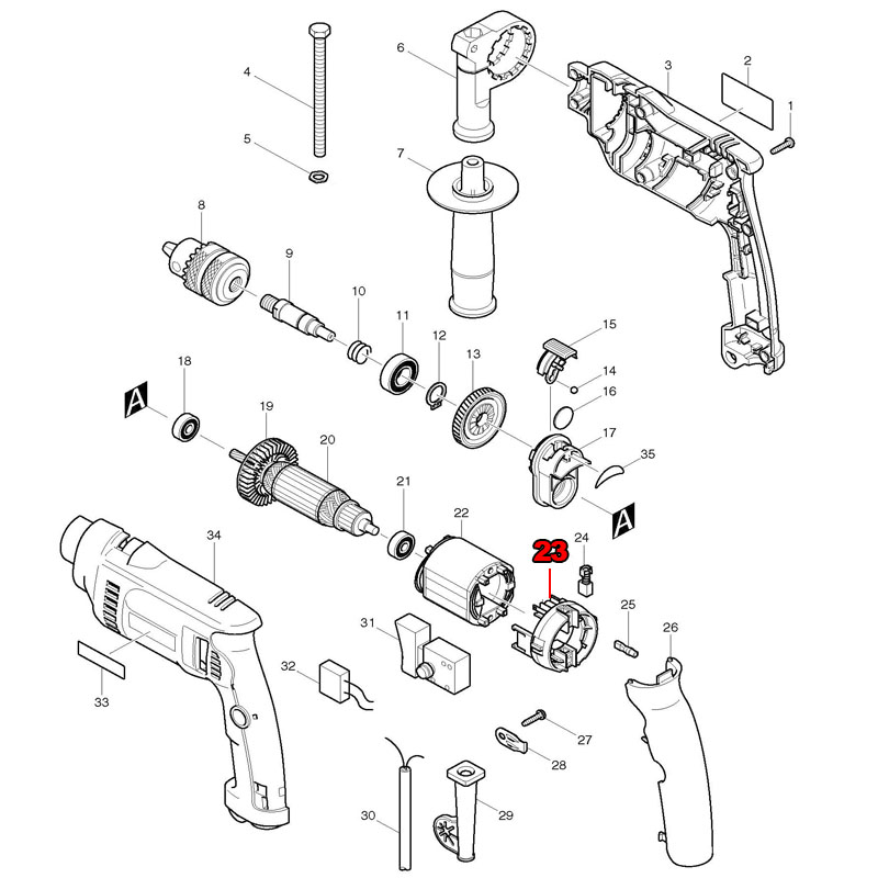 Support de brosse de remplacem - Makita Drill Hp1640 avis et prix